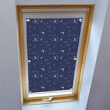 Imagem de Liveinu Cortina blackout portátil para viagem, 100% janela, com ventosas, isolamento térmico, padrão de estrelas, à prova d'água, blackout para janela, carro, claraboia, teto, 124 x 123 cm, azul marinho