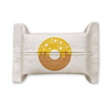 Imagem de Suporte de capa de papel para lenços faciais com rosquinha amarela para sobremesa e doces, saco de linho de algodão
