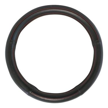 Imagem de GG Grand General 54009 Capa para volante de luxo preta, 45,72 cm, preta com costura vermelha