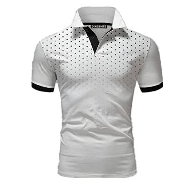 Imagem de UNeedVog Camisa polo masculina slim fit casual verão manga curta gola virada para baixo camisetas polo golfe, Branco, G