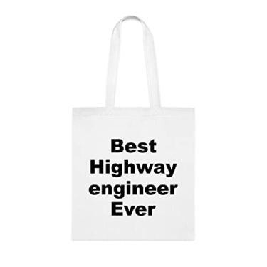 Imagem de Bolsa Tote Highway Engineer, Ever Highway Engineer Ever Bag, presente de engenheiro rodoviário, bolsa de ombro engenheiro rodoviário, bolsas reutilizáveis, ideia de de Natal, Branco