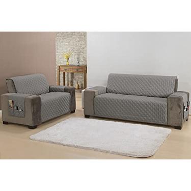 Imagem de Protetor de Sofá Classic 2 e 3 Lugares Padrão Matelado Face Única Cinza