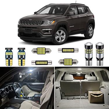 Imagem de AUTOGINE Kit de luzes interiores de LED CANBUS de 11 peças para Jeep Compass 2017 2018 2019 2020 Super Bright 6000K Branco Interno Pacote de lâmpadas LED + Ferramenta de instalação