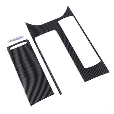 Imagem de Suuonee Painel de engrenagem do console central, 3 peças ABS de fibra de carbono estilo painel de engrenagem para Range Rover Sport 14-17