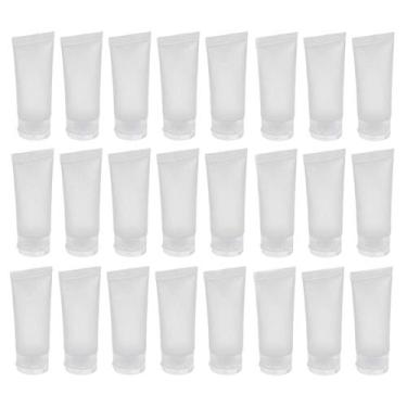 Imagem de ericotry 24 peças de 30 ml vazias de plástico translúcido para cosméticos frascos de loção para limpeza facial, amostra de maquiagem, recipiente macio, frasco, pote com tampa flip, Transparente., 24 Count (Pack of 1)
