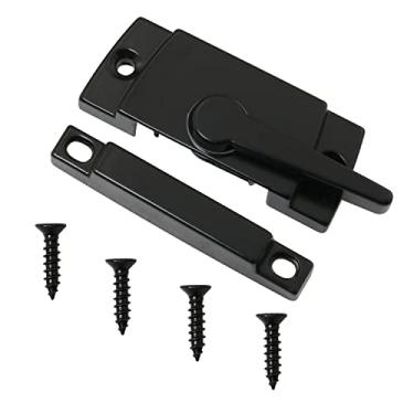 Imagem de Trava de faixa deslizante DGBRSM Fechaduras de faixa de janela deslizante preta com parafusos de montagem para trava de janela dupla de suspensão de segurança de vinil de segurança e substituição de suporte