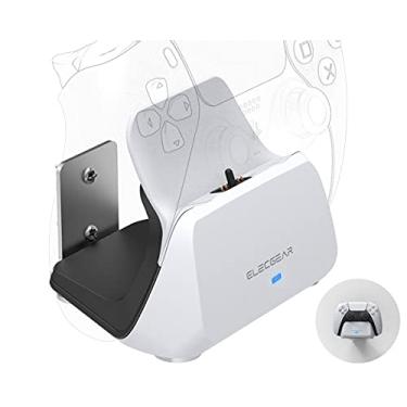 Imagem de ElecGear Base de carregamento solo para controle PS5, suporte de parede e desktop carregador USB de duas finalidades estação de ancoragem para controle sem fio único Playstation 5 DualSense