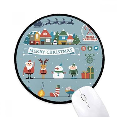 Imagem de DIYthinker tapete de rato mas Snowman Festival Papai Noel desktop escritório tapete redondo para computador
