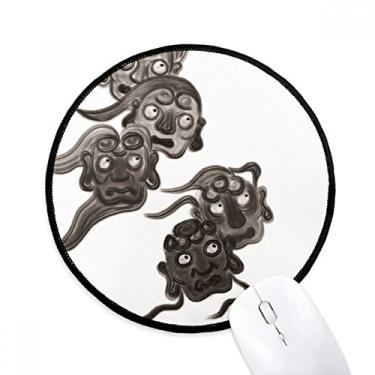 Imagem de DIYthinker Tapete de rato chinês estilo cinco duendes monstro desktop escritório tapete redondo para computador