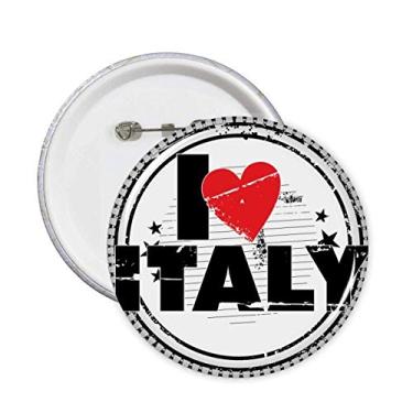Imagem de I Love Italy Palavra Amor Coração Círculo Alfinetes Emblema Botão Decoração 5 peças