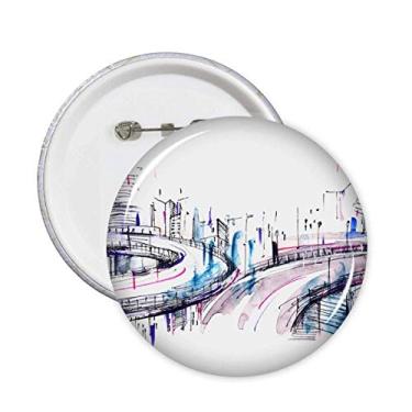 Imagem de Prédio moderno arranha-céu, alfinetes, emblema, botão, decoração, acessório, 5 peças