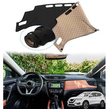 Imagem de GZBFTDH Tapete da tampa do painel do carro, compatível com Nissan Rogue 2014 2015 2016 2017-2020, acessórios interiores painel protetor solar capa à prova de poeira
