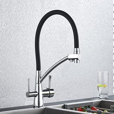 Imagem de Torneira quente e fria torneira da pia da cozinha torneira de água pura filtro misturador guindaste alças duplas purificação cozinha, cromo A, tamanho único