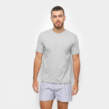 Imagem de Duomo Pijama Conjunto de Camiseta e Shorts, Masculino, Cinza (Mescla), G