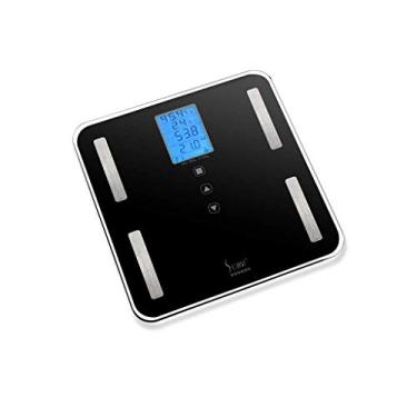 Imagem de balanças eletrônicas escala de gordura inteligente lcd fundo azul branco backlight display grande eletrônico