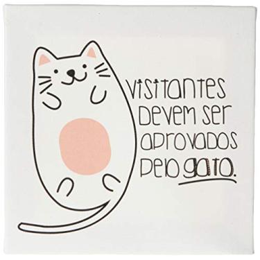 Imagem de Arte Maníacos Quadro Decorativo em Tela Canvas Visitantes Devem Ser Aprovados Pela Gato - 46x32,5cm