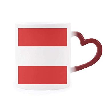 Imagem de Caneca sensível ao calor da bandeira nacional da Áustria com a bandeira europeia vermelha que muda de cor
