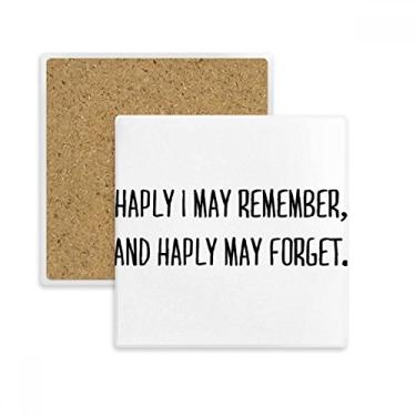 Imagem de Porta-copos quadrado com citação de poesia Haply I May Remember