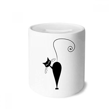 Imagem de DIYthinker Caixa de dinheiro preta com desenho de animal de Dia das Bruxas caixa de cerâmica porta-moedas presente de cofrinho