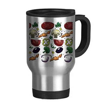 Imagem de Caneca de viagem Pizza Tomate Foods Peppers cebola tampa flip aço inoxidável copo carro copo térmico