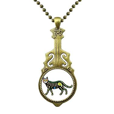 Imagem de DIYthinker Colar de coração de osso preto gato terror Halloween colar antigo joia música pingente