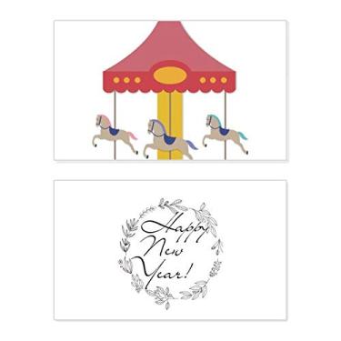 Imagem de Carrossel colorido padrão de parque de museu ano novo festival cartão felicitações mensagem presente