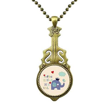 Imagem de DIYthinker Colar de pássaro de elefante com coroa de desenho animado e pingente de música de guitarra