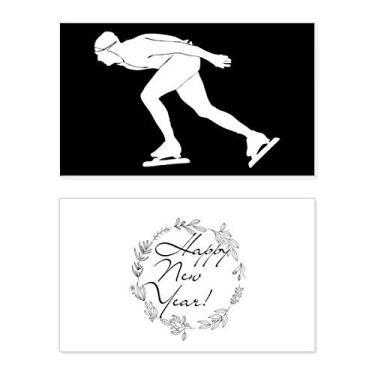 Imagem de Black Winter Skating Sport Outline New Year Festival Greeting Card Bless Message Gift