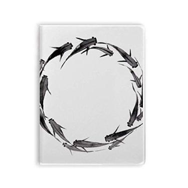 Imagem de Caderno de peixe de carpa preta chinesa capa de goma para diário capa macia