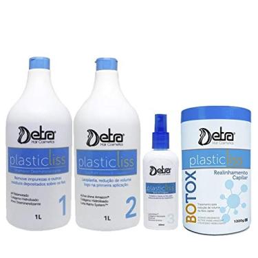 Imagem de Kit Tratamento Detra Plastic Liss Escova Progressiva 1litro Sem Formol e Redutor De volume Capilar Plastic Liss 1kg - R