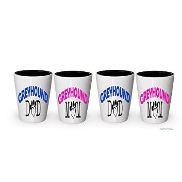 Imagem de Copo de shot Greyhound Dad and Mom – Presentes para casais galgo (4, casal)
