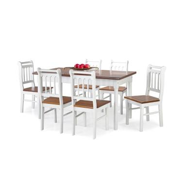 Imagem de Conjunto Sala de Jantar e Cozinha Com 6 Cadeiras Madeira Maciça BRANCO