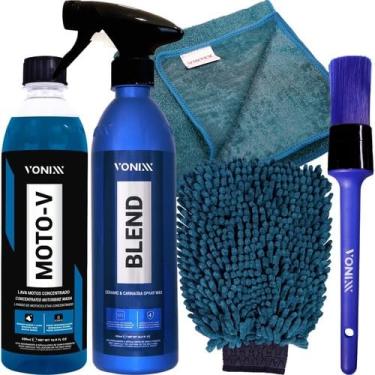 Imagem de Kit Lavagem Moto-V Blend Toalha Secagem Pincel Luva Vonixx