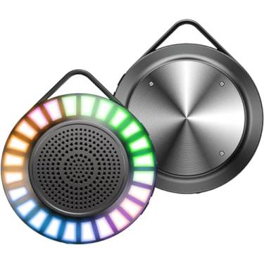 Imagem de Alto-falante subwoofer portátil, alto-falante azul sem fio interno com luz LED, mini reprodutor de música portátil USB 80HZ-18KHZ para festas ao ar livre, casa, parque/619 (Color : Black)