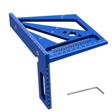 Imagem de Daconovo Atualizar régua de medição para carpintaria métrica/polegada 3D liga de alumínio multiângulo 22,5/30/45/60/67,5/90 graus régua quadrada transferidor mitra régua triangular para desenho de art