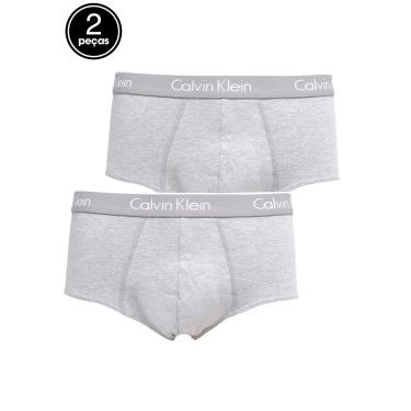 Imagem de Kit 2pçs Cueca Calvin Klein Underwear Slip Logo Cinza Calvin Klein Underwear MAS8510 masculino