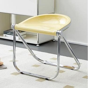 Imagem de Banco transparente dobrável para sala de estar, cadeira transparente de cristal, cadeiras de jantar dobráveis, assento pequeno acrílico de 18 polegadas para sala de estar, terraço, amarelo