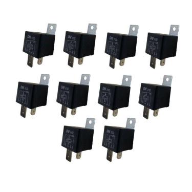 Imagem de Kit 10 Rele Auxiliar Universal 12V 70A 4 Terminais Suporte