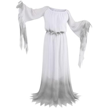 Imagem de GRAJTCIN Fantasia feminina de fantasma plus size, vestido de Halloween vitoriano Gossamer Spirit, Branco, XXG