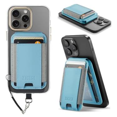 Imagem de ZICISI Carteira magnética, compatível com iPhone Magsafe com porta-cartão de crédito para iPhone 15/14/13/12 pro max/Plus, suporte ajustável e bloqueio RFID, couro vegano, Vermelho, Esportivo