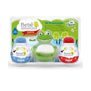 Imagem de Bebê Natureza Kit Meu Sapinho Suave Extrato de Algodão Shampoo 120ml e Condicionador 100ml e Saboneteira