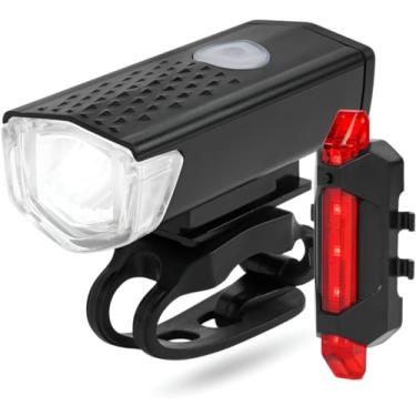 Imagem de Kit Iluminação para Bike com Lanterna e Farol Recarregável USB a Prova D'Água Luz Dianteira Traseira Ultra Led Acessorios Bicicleta Ciclismo Sinalizador Pisca