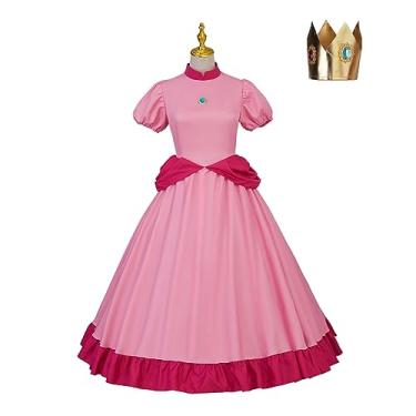 Imagem de Willyacos Womens Super Brothers Princess Peach Costume Halloween Party Dress Sexy Pink Princess Dress Cosplay for Adult (XL, Long Style)
