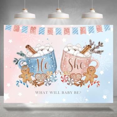 Imagem de Rsuuinu Pano de fundo revelador de gênero de 2,1 x 1,5 m para ele ou ela, o que será o bebê, rosa, azul, quente, cacau, gengibre, doces, fotografia, fundo, chá de bebê, meninos ou meninas, suprimentos