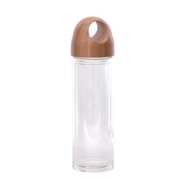 Imagem de Garrafa Vidro Duplo com Tampa em Bambu Eco Friendly 440ML 7x25Cm - Mai