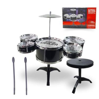 Imagem de Bateria infantil musical com baqueta brinquedo menino menina - PAIS E 