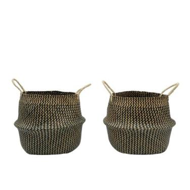 Imagem de Kit 2 cestos organizadores multiuso decorativo marrom seagrass - Oikos