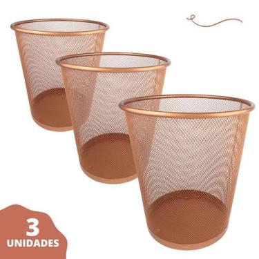 Imagem de Lixeira de escritorio rose gold 10l kit com 3 un - Markys Store