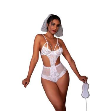Imagem de Lingerie Noiva Rebeca Body Renda Conjunto Sex - Garota V., M, Branco