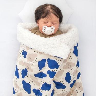 Imagem de Manta Cobertor Bebê e Infantil com Sherpa - Pandora Baby Enxovais, Azu
